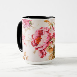 Caneca Flores Infinitas, Rosa e Laranja. Chique