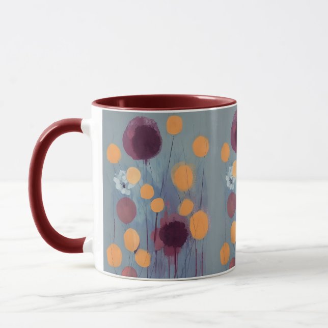 Caneca Flores laranja e rosa abstratas (Esquerda)