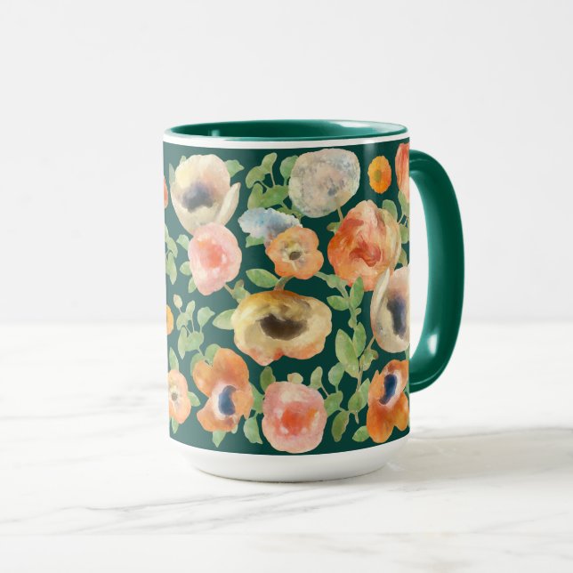 Caneca Flores Laranja Flores Mug (Frente Esquerda)