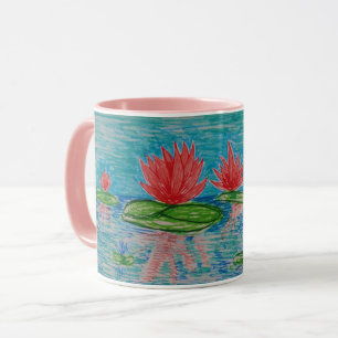 Caneca Flores Lotus Desenhando Combo Mug