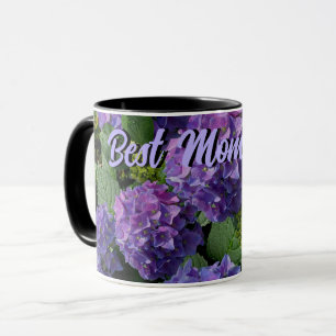 Caneca Flores magenta púrpuras, azuis e elegantes A melho