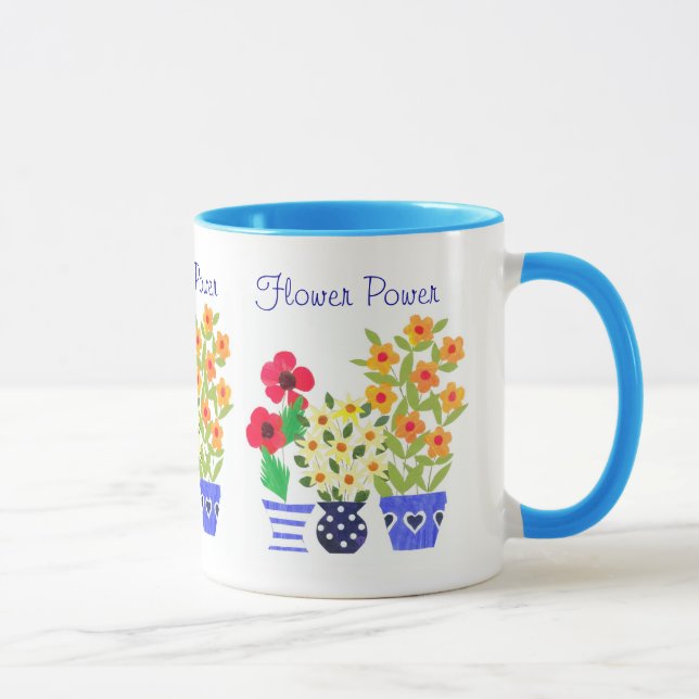 Caneca Flores Modernas Brilhantes em Potes (Direita)