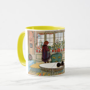 Caneca Flores no muro de Carl Larsson