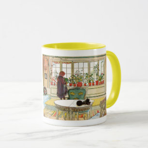 Caneca Flores no Windowsill por Carl Larsson