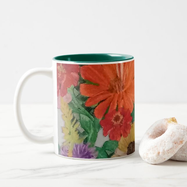 Caneca - flores para iluminar suas manhãs (Com Donut)