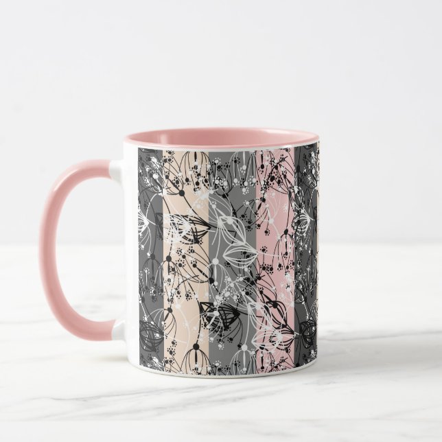 Caneca Flores pequenas abstratas retrô folhas florais ram (Esquerda)