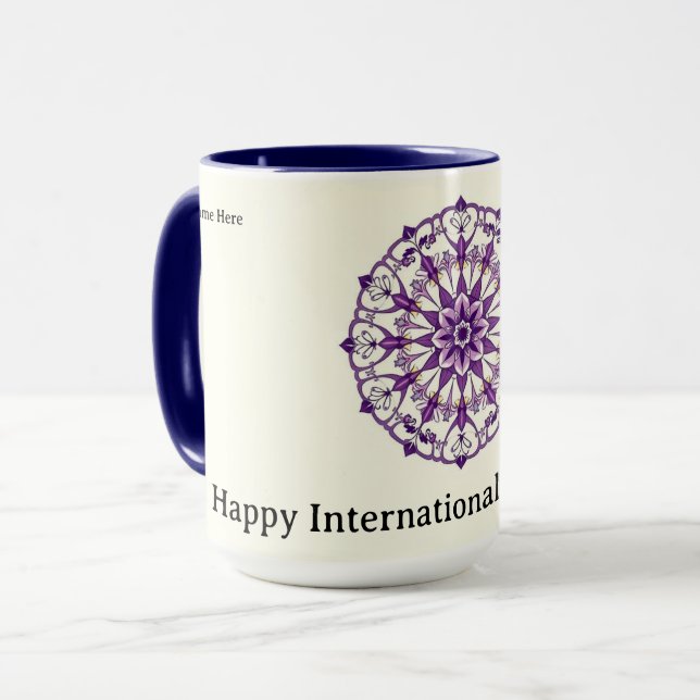 Caneca Flores Personalizadas do Dia Internacional da Mulh (Frente Esquerda)