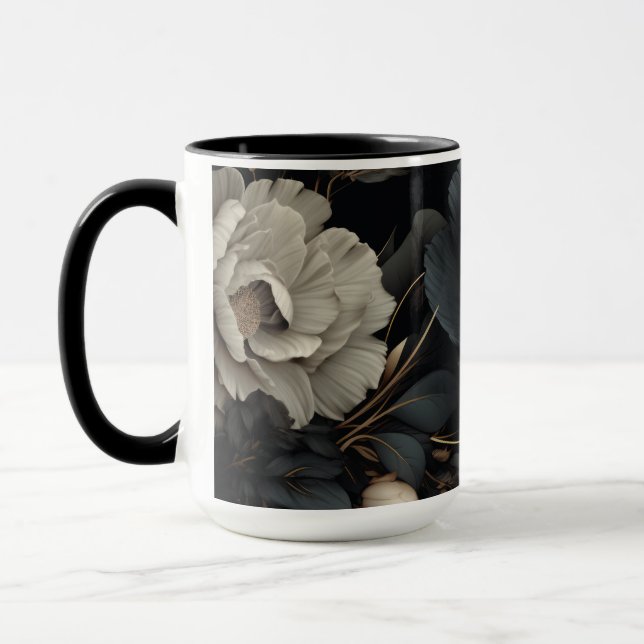 Caneca Flores Pretas e Brancas (Esquerda)
