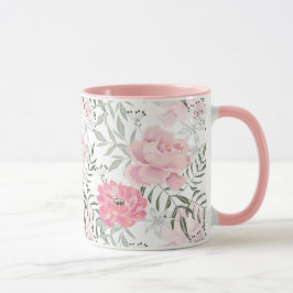 Caneca Flores rosa cor-de-rosa