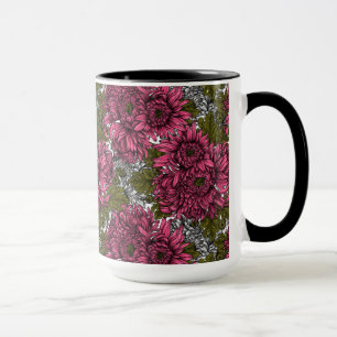 Caneca Flores rosa crisântemo