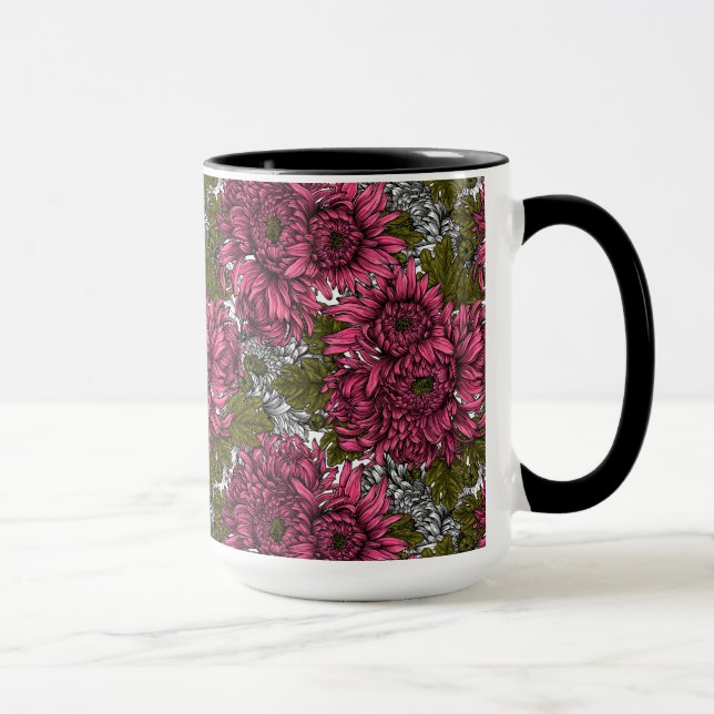 Caneca Flores rosa crisântemo (Direita)