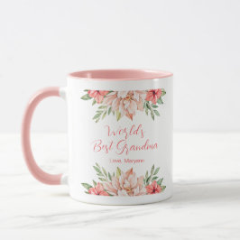 Caneca Flores Rosa Personalizadas a Melhor Avó do Mundo