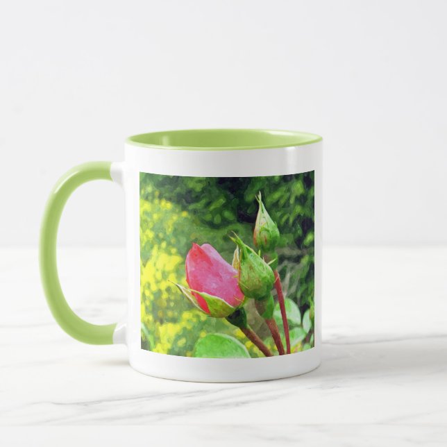 Caneca flores rosa-rosa-verão (Esquerda)