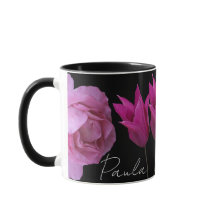 Flores roxas personalizáveis Nome preto