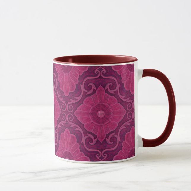 Caneca "Flores Ruby"padrão floral boêmico arabesco (Direita)