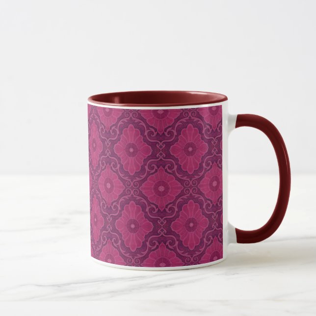 Caneca "Flores Ruby"padrão floral boêmico arabesco (Direita)