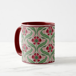 Caneca Flores Selvagens Rosa Damask Coffee Mug