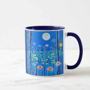 Caneca Flores selvagens sob lua cheia