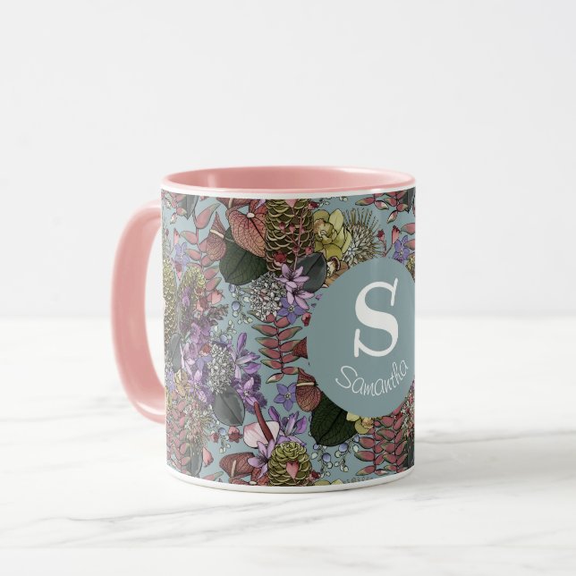 Caneca Flores Selvagens Tropicais de Verão Personalizadas (Frente Esquerda)