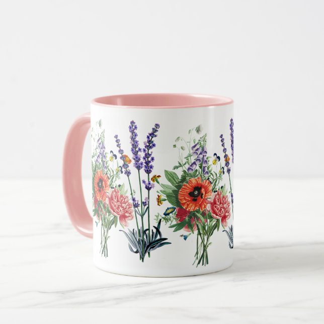 Caneca Flores Selvagens Vintage Jardim Botânico Natureza (Frente Esquerda)