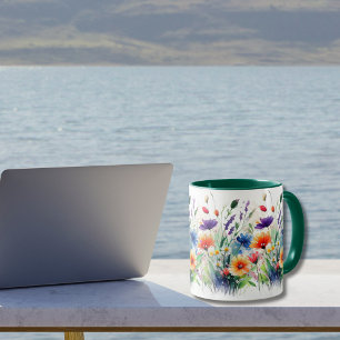 Caneca Flores Silvestres Aguarela Floral Presente Boho pa