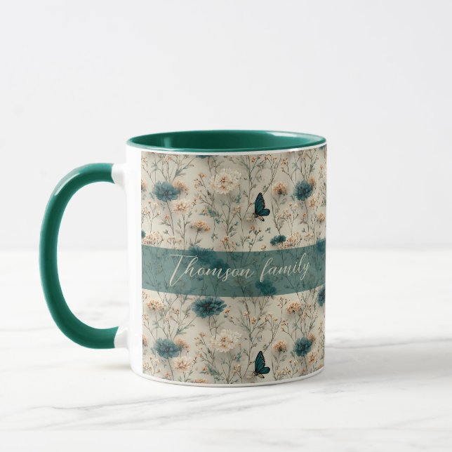 Caneca Flores Silvestres de Primavera e Borboleta para Fa (Esquerda)