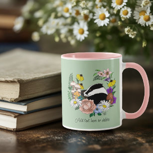 Caneca Flores Silvestres de Texugo da Floresta Cogumelos 