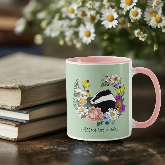 Caneca Flores Silvestres de Texugo da Floresta Cogumelos  (Criador carregado)