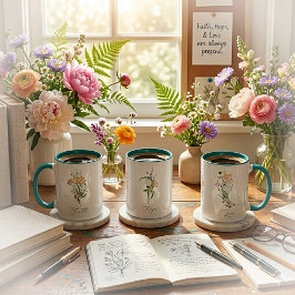 Caneca Flores silvestres fé esperança amor
