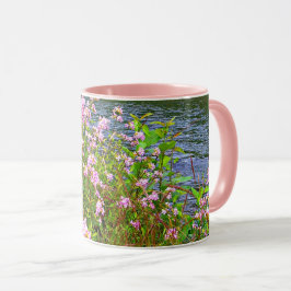 Caneca Flores silvestres rosa bonito, rio, flores naturai