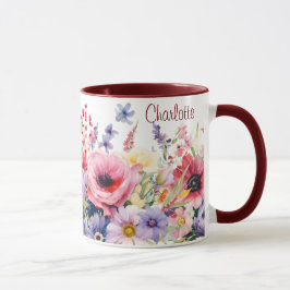 Caneca Flores Springtime adicionam nome Dif Café