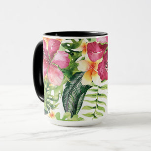 Caneca Flores Tropicais Folhas Floral Chic Tropicais