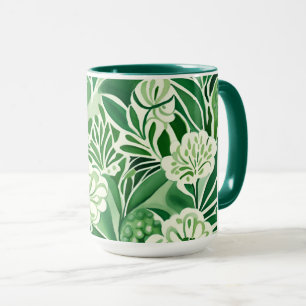 Caneca Flores verdes, padrão de design vintage