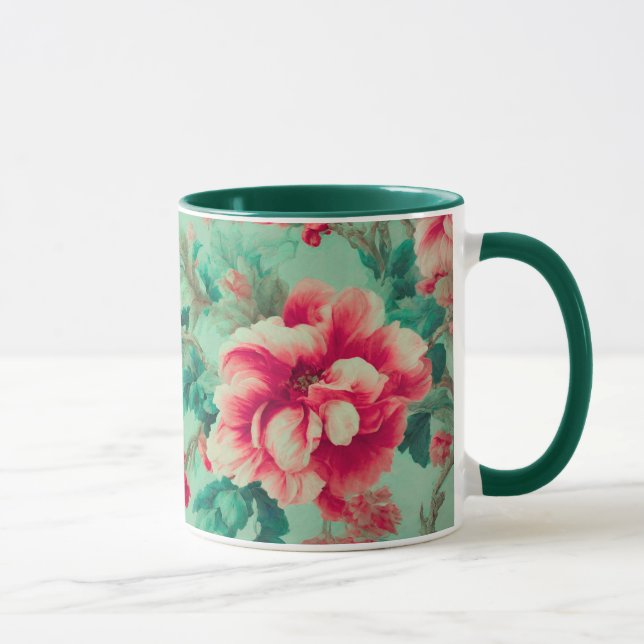 Caneca Flores Vermelhas e Folhas Verdes Extremas (Direita)