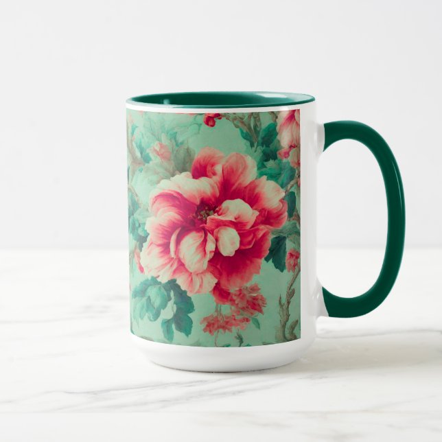 Caneca Flores Vermelhas e Folhas Verdes Extremas (Direita)