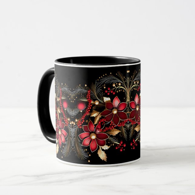 Caneca Flores Vermelhas, Férias Férias, Mug (Frente Esquerda)