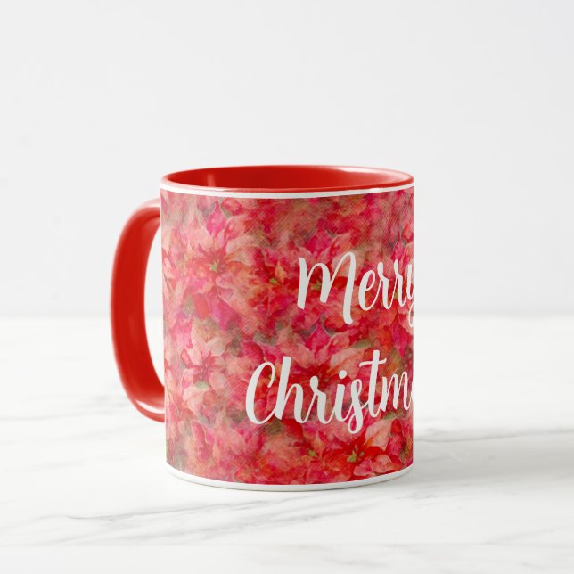 Caneca Flores Vermelhas Poinsettia (Frente Esquerda)