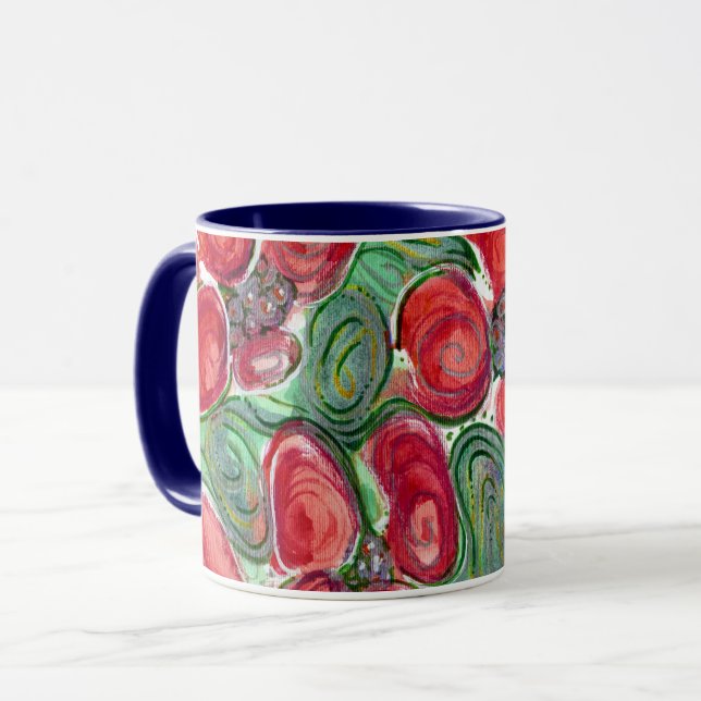 Caneca Flores Vermelhas, Verde Deixa Fantasia (Frente Esquerda)