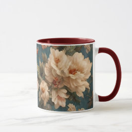 Caneca Flores Vermelhos Esforçadas, Brancas e Corais Esma