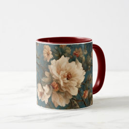 Caneca Flores Vermelhos Esforçadas, Brancas e Corais Esma