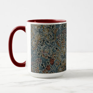 Caneca Flores Vintage William Morris Ouro Lily