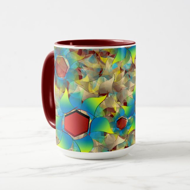 Caneca Flores virtuais estranhas, pétalas azuladas em ver (Frente Esquerda)