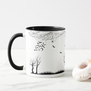 Caneca Floresta Assombrada de Halloween Morcegos e Aranha
