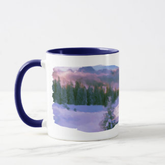 Caneca Floresta De Inverno - Luz Roxa Refletida Na Neve