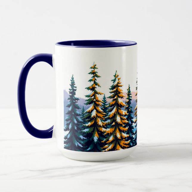 Caneca Floresta de Pinheiros Nevada Yellowstone Inverno E (Esquerda)
