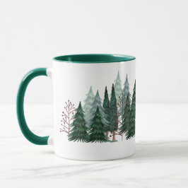 Caneca Floresta de pinheiros verdes natureza Natal Feriad