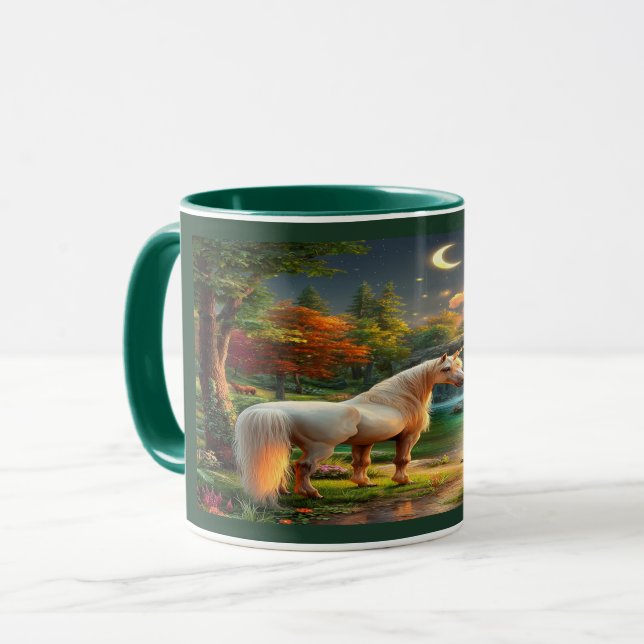 Caneca Floresta Encantada do Unicórnio Branco Maje (Frente Esquerda)