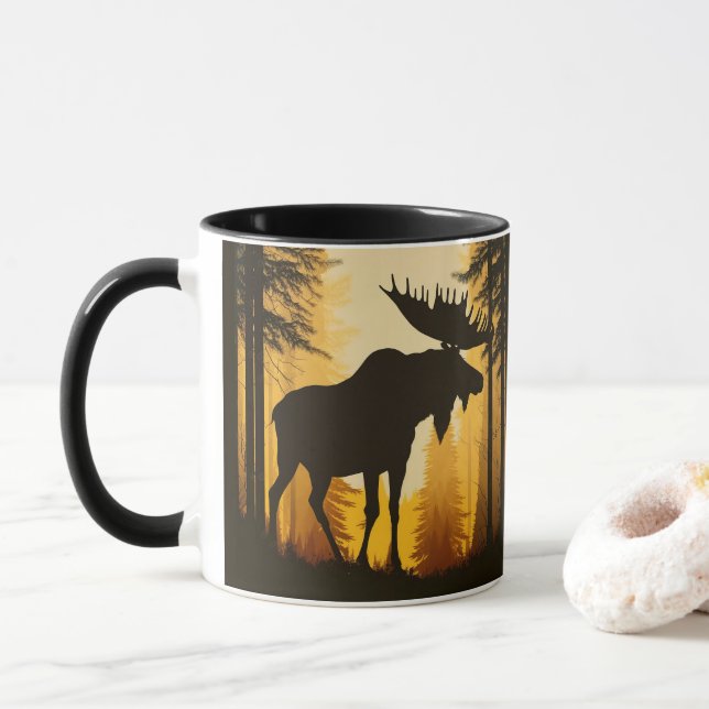 Caneca Floresta Selvagem Alce Rústico  (Com Donut)