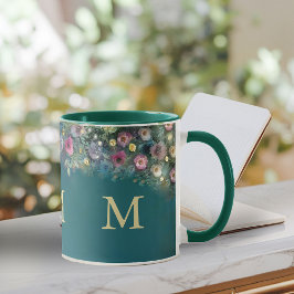 Caneca Floresta Selvagem Encantada Rosa verde-vegetação f