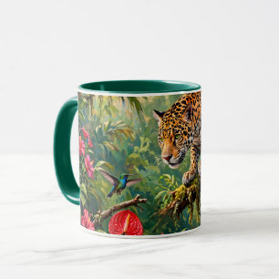 Caneca Floresta Tropical Jaguar Beija-flores Borboletas F